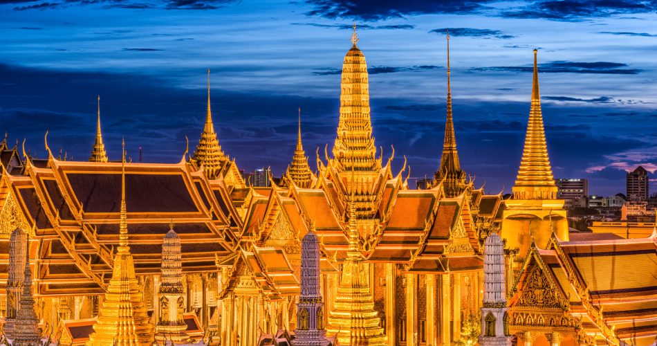 Bangkok, Thailand at the Temple of the Emerald Buddha and Grand Palace.