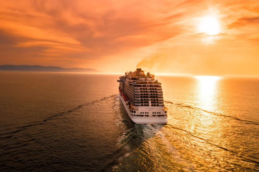 aerial view of cruise ship